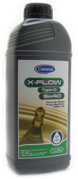 COMMA 5W40 X-FLOW TYPE G (1L) масло моторное ACEA A3/B4, API SL/CF, VW 505.00, MB 229.1, (синт)